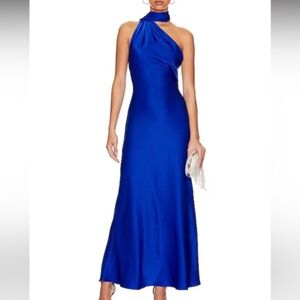NEW NWT Misha Alastair Satin Gown in Electric Blue